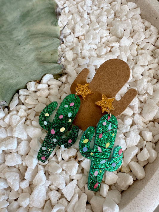 Christmas Tree Cactus Earrings