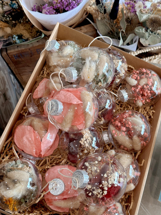 Dried Flower filled Christmas Baubles