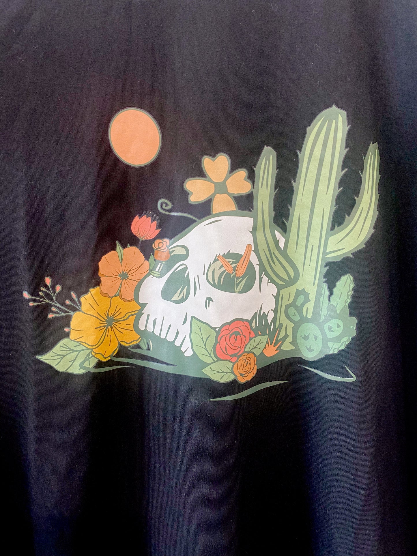 Skull Flowers T-Shirt - Black