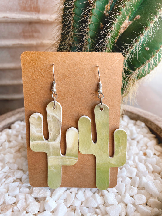 Cactus Earrings - Marble green