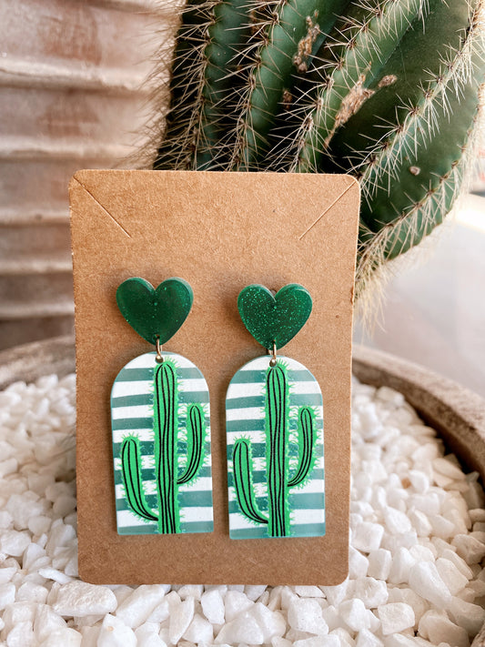 Cactus Earrings - green stripe